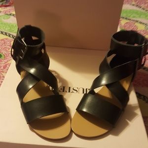 NWB  black leather sandals
